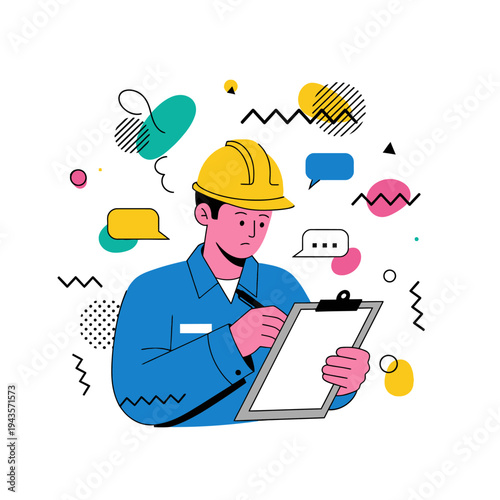 Construction Worker with Clipboard