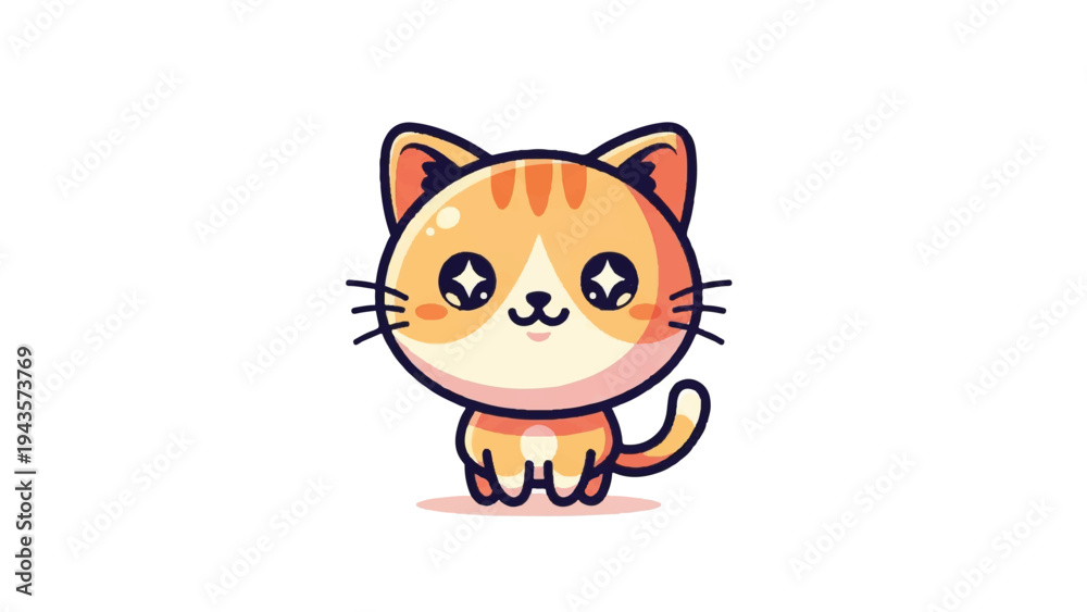 Fototapeta premium Adorable Cartoon Orange Kitten Illustration.