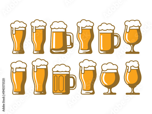 Different beer glasses feature foamy.