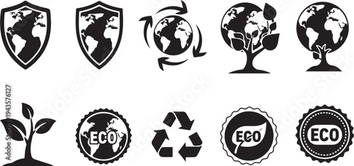 Eco Friendly Symbols and Icons for Sustainable Living Concepts