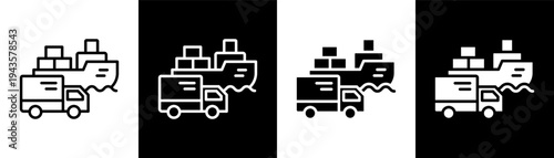 Transportation white icon set design
