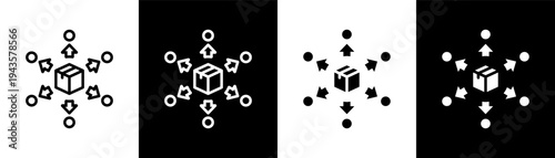 product distribution white icon set design