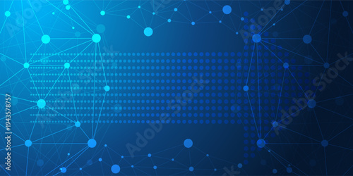 Digital Arrow Network Connection Technology. Light Arrow Left Direction Dark Blue Background