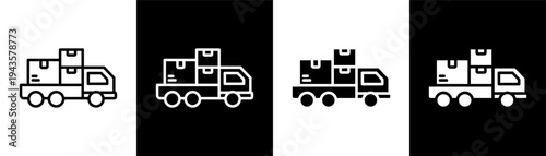 cargo white icon set design