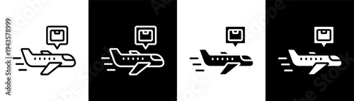 air cargo white icon set design