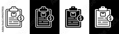 invoice white icon set design