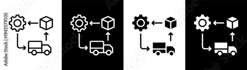 supply chain white icon set design