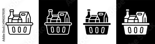 groceries white icon set design