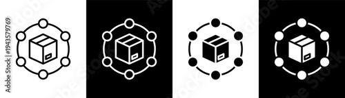 supply chain white icon set design