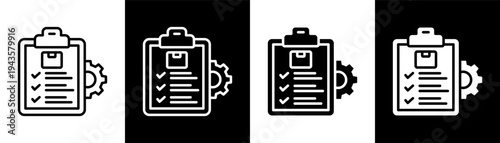 Inventory management white icon set design