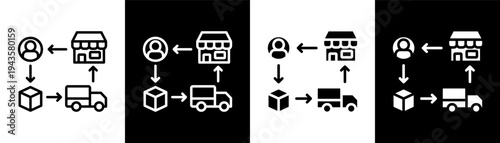 supply chain white icon set design