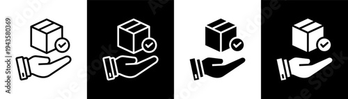 delivery white icon set design