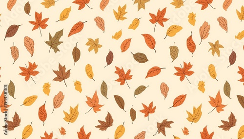 Autumn Nature Repeating Background with Leaves
