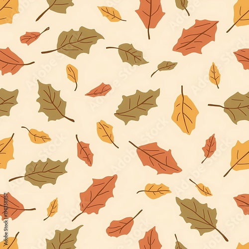 Autumn Nature Repeating Background with Leaves
