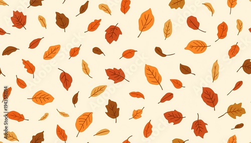 Autumn Nature Repeating Background with Leaves
