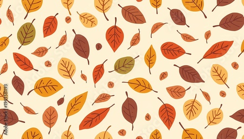 Autumn Nature Repeating Background with Leaves