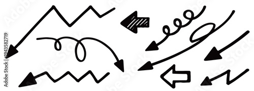 シンプル手描き矢印イラスト素材・黒