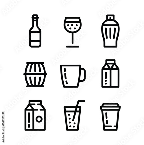 Beverage container icons display various.