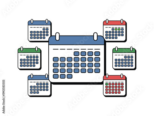 Calendars display planning and scheduling.