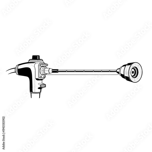 Endoscopic Camera Medical Device Black and White Vector Icon – Endoscopy Imaging Equipment Line Art Healthcare Illustration