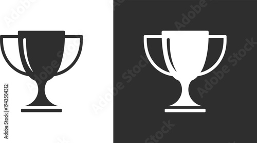 Gold trophy cup silhouettes in black and white styles flat vector illustration icons for championship awards success and sports competition