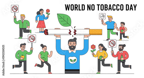 World No Tobacco Day Diverse Group Celebrates Freedom from Smoking, Promoting a Healthy, Smoke-Free Lifestyle and Well-being