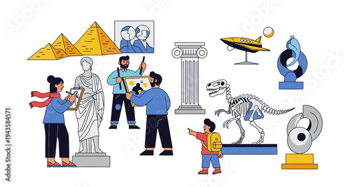 Museum exhibits showcase historical artifacts, art, and scientific wonders for learning and exploration