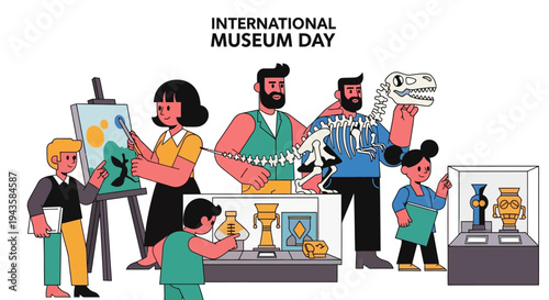 Diverse Community Engaged in Cultural Exploration Learning and Creativity at a Lively Museum Exhibition