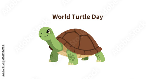 Vibrant Cartoon Green Turtle Design Promoting Marine Life Conservation and Environmental Protection
