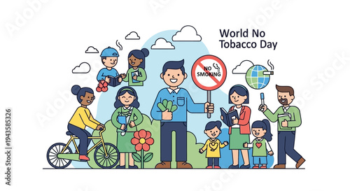 Diverse community uniting to raise awareness against tobacco use, promoting a smoke-free environment and healthier future for generations