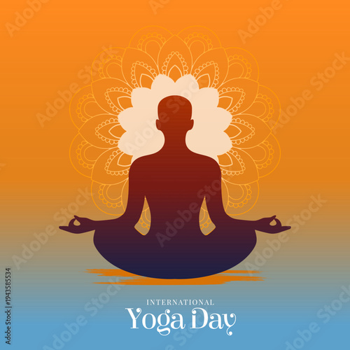 21st International yoga day poster template for social media post vector illustration
