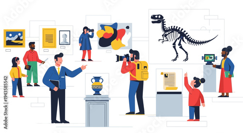 Engaging Museum Exploration Visitors Discover Artistic Masterpieces, Ancient Artifacts, and Scientific Wonders in a Cultural Setting