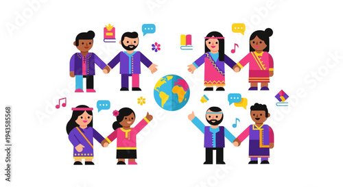 Diverse People Holding Hands Around the Globe Symbolizing Unity and Global Connection