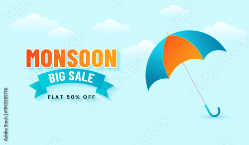 Monsoon season sale design banner template