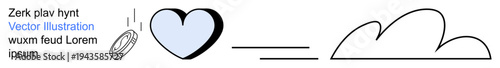 Emotional connections, environmental ideas, love, cloud computing, symbolism, relationships. A heart, cloud and ring combined in a minimal design. Emotional connections and environmental ideas