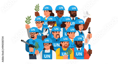 Diverse International Team of United Nations Peacekeepers Promoting Global Harmony and Security Through Collaborative Efforts