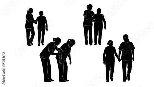 People interact in various social scenarios with others nearby.