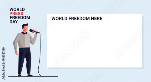 Global Journalism and Media Freedom Concept for World Press Freedom Day News Reporter Studio Illustration