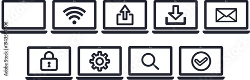 シンプルなノートパソコンのアイコンセット