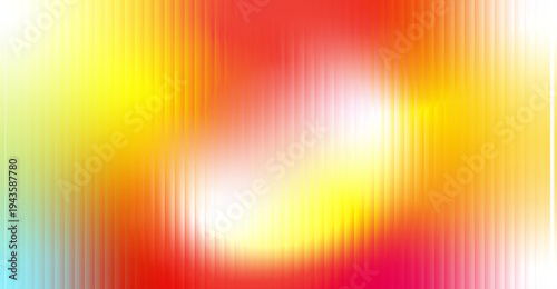 Red Yellow and Orange Ripple glass texture background, vertical ribbed gradient, soft blurred center. Modern abstract distortion surface, vector illustration. for Modern Banner and Web Design.