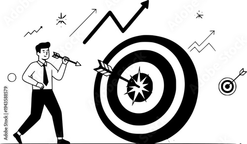 businessman pushing a wheel