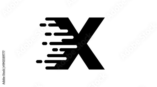 Modern cross mark icon with speed lines black white vector
