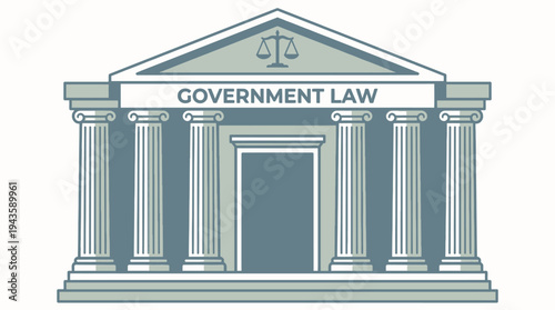 Classical building facade with columns a symbol of government law