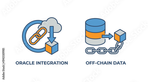 Oracle integration and off chain data icons for blockchain connectivity