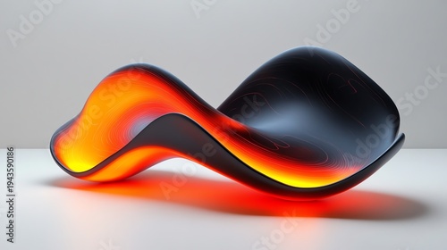 Abstract Black and Orange Wave Sculpture Modern Artistic Design