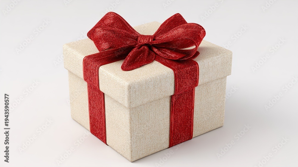 Fototapeta premium Elegant Gift Box with Ribbon Bow – Premium Present Packaging for Holidays & Special Occasions