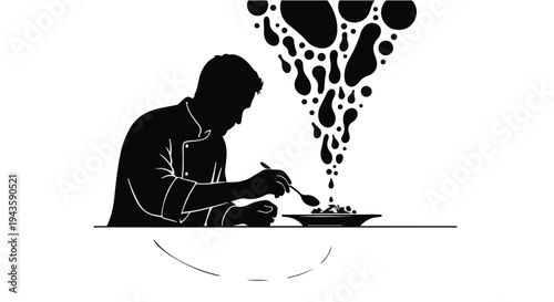 Chef artfully plating a dish with a flourish of creative inspiration