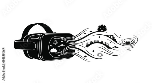 Immersive virtual reality headset expanding into imaginative digital worlds and experiences