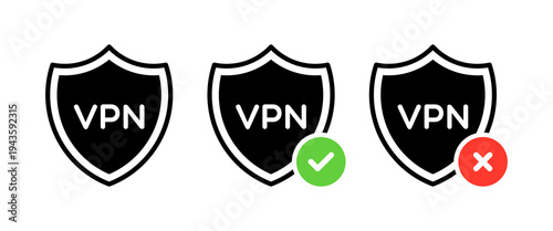 Vector Set of VPN Shield Icons