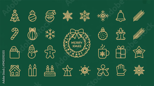 Christmas icons collection features festive holiday elements and symbols